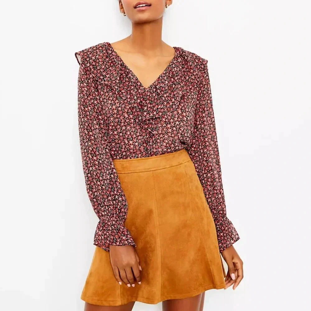 LOFT Faux Suede Seamed Skirt - NWT! - Picture 3 of 5